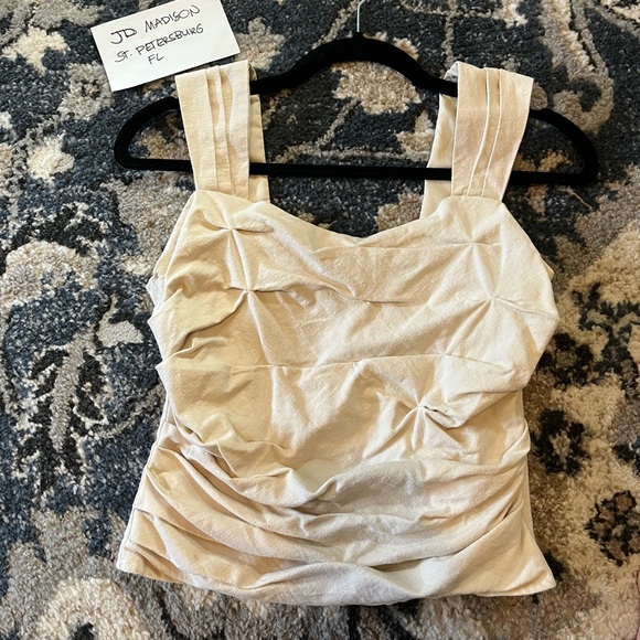 L Express Linen-Blend Ruched Cropped Tank Size XS - Picture 4 of 4